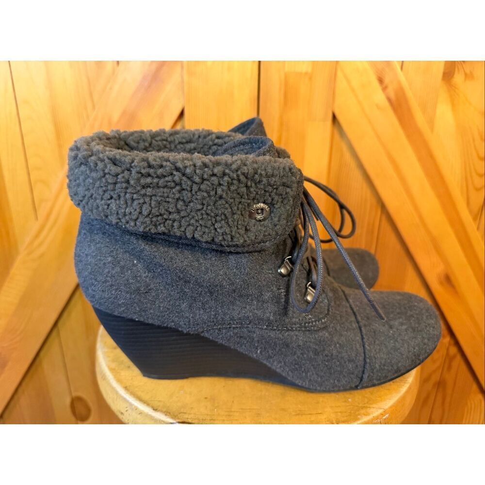 Blowfish Malibu gray wedge healed boots size 12